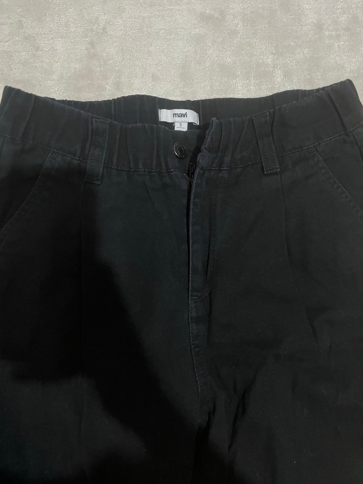 Siyah Midi Boy Rahat Kesim Denim Pantolon - Görsel 3