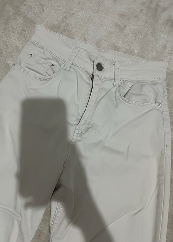 Beyaz Midi Boy Kadın Jean Pantolon - Görsel 2