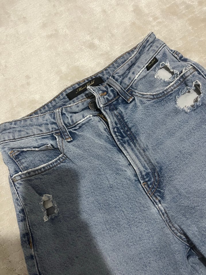 Kadın Gri Midi Boy Denim Jean - Görsel 3