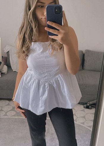 Trendyol & Milla Beyaz Poplin Balon Bluz