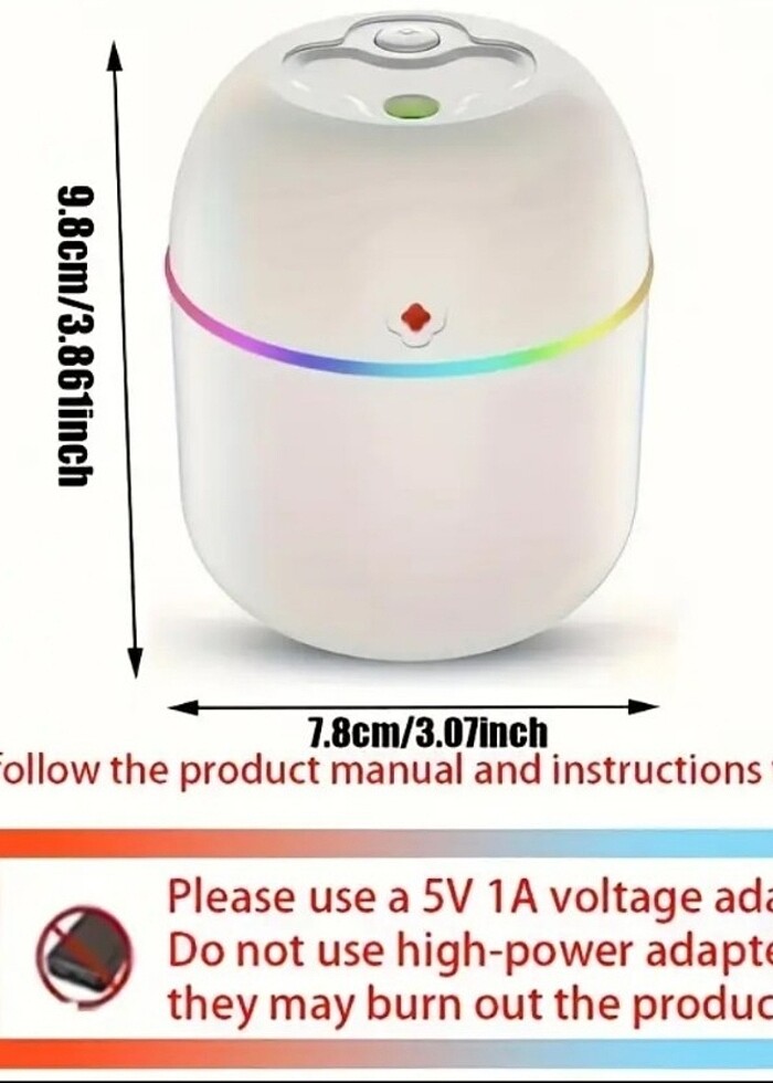 Aromaterapi Hava Nemlendirme Cihazı (Beyaz) - Görsel 2