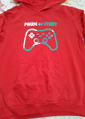 Kırmızı Kapüşonlu Erkek Çocuk Sweatshirt - Görsel 2