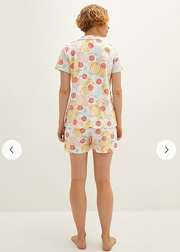 LC Waikiki Kadın Beyaz Pastel Renkli Kısa Kollu Mini Pijama Takımı