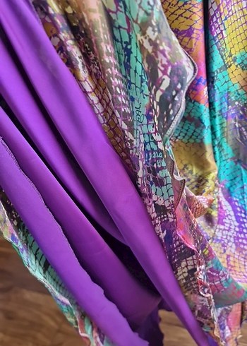 Renkli Bağlama Desenli Bohem Uzun Elbise - Görsel 7