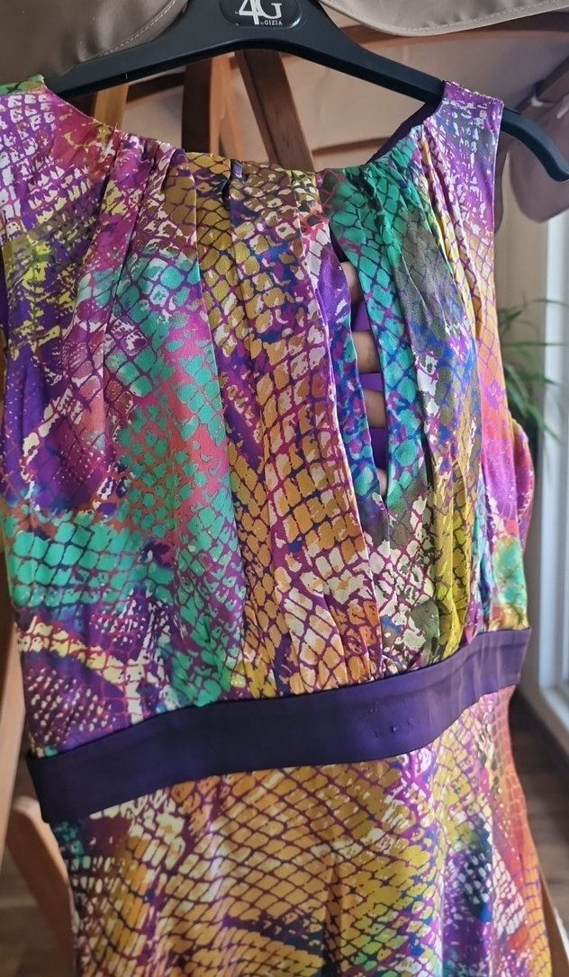 Renkli Bağlama Desenli Bohem Uzun Elbise - Görsel 2