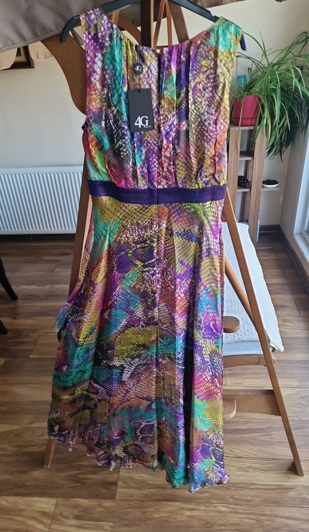 Renkli Bağlama Desenli Bohem Uzun Elbise - Görsel 4