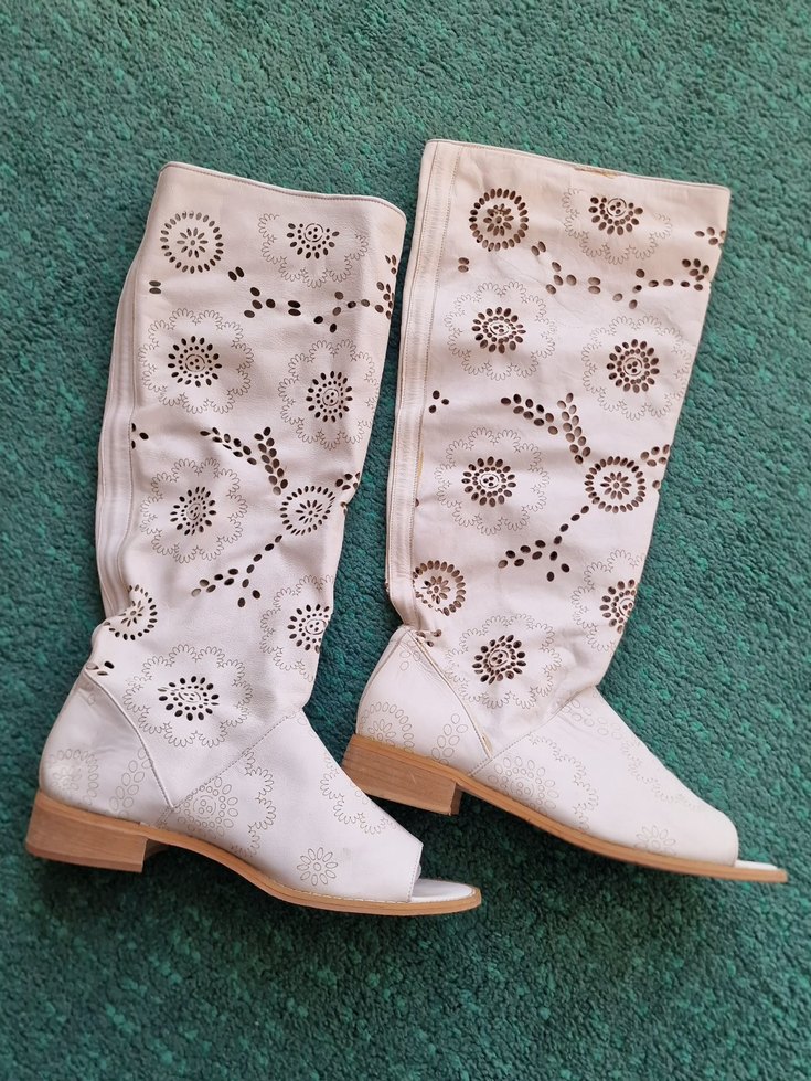 Beyaz hakiki deri dantel düz taban Kadın yazlık bot - Görsel 3