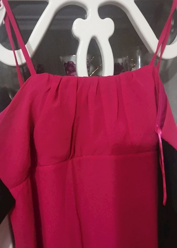 Pembe Straplez Uzun Drapeli Kadın Abiye Elbise - Görsel 2