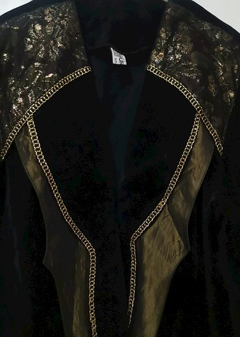 Düğmeli Siyah Süet Nakışlı Kadın Lazer takım - Görsel 2