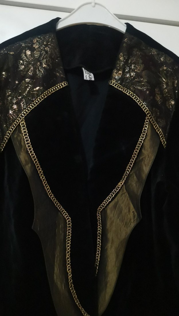 Düğmeli Siyah Süet Nakışlı Kadın Lazer takım - Görsel 2