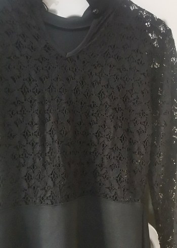 Dantel Detaylı Siyah Uzun Kollu Gotik Elbise - Görsel 2