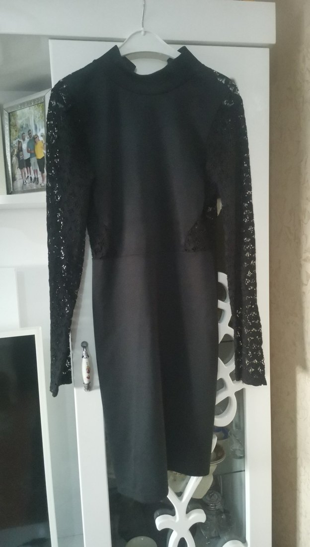 Dantel Detaylı Siyah Uzun Kollu Gotik Elbise - Görsel 4