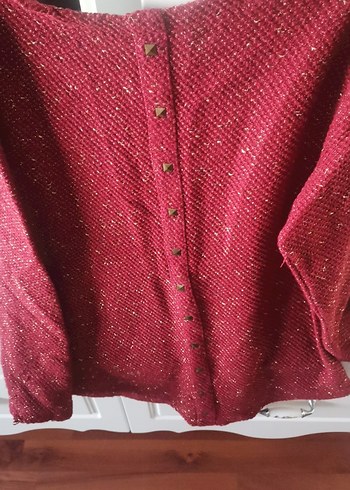 Kadın Kırmızı Triko Uzun Kollu Kazak - Görsel 4