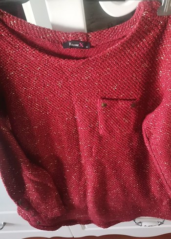 Kadın Kırmızı Triko Uzun Kollu Kazak - Görsel 3