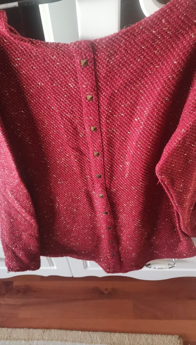 Kadın Kırmızı Triko Uzun Kollu Kazak - Görsel 4