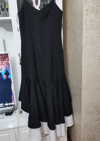 Siyah Straplez Uzun Kadın Abiye Elbise - Görsel 4