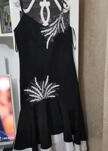 Siyah Straplez Uzun Kadın Abiye Elbise - Görsel 2