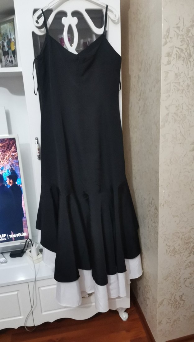 Siyah Straplez Uzun Kadın Abiye Elbise - Görsel 4