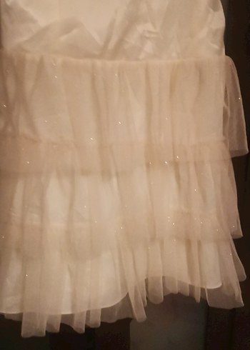 Beyaz Straplez Kat Kat Midi Abiye Elbise beden 1 - Görsel 4