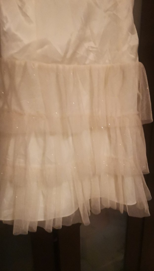 Beyaz Straplez Kat Kat Midi Abiye Elbise beden 1 - Görsel 4