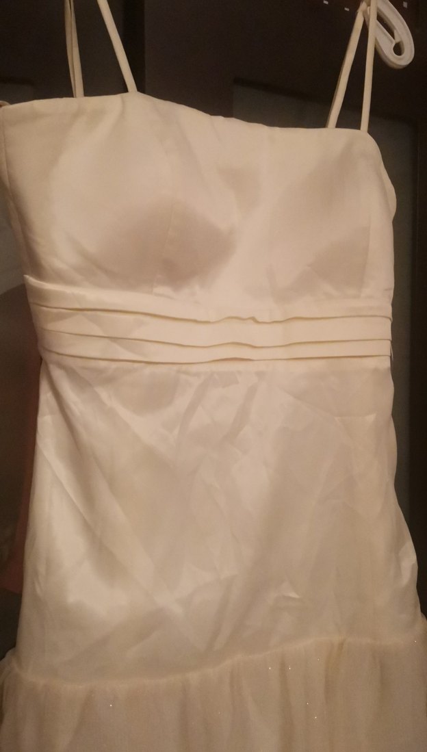 Beyaz Straplez Kat Kat Midi Abiye Elbise beden 1 - Görsel 3