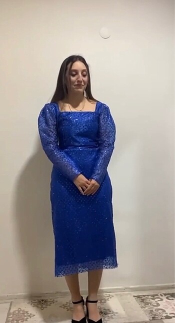 m Beden mavi Renk Söz nişan özel gün mezuniyet elbisesi istenilen bedene göre yapı