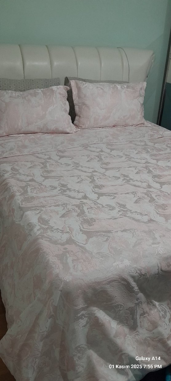 Pastel Pembe Düz Yatak Örtüsü - Görsel 3