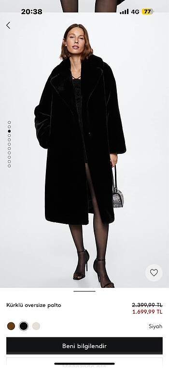Mango Kürklü oversize palto