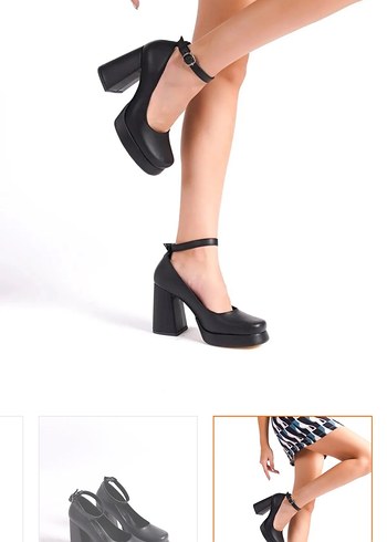 Siyah Topuklu Kadın Platform Ayakkabı - Görsel 2