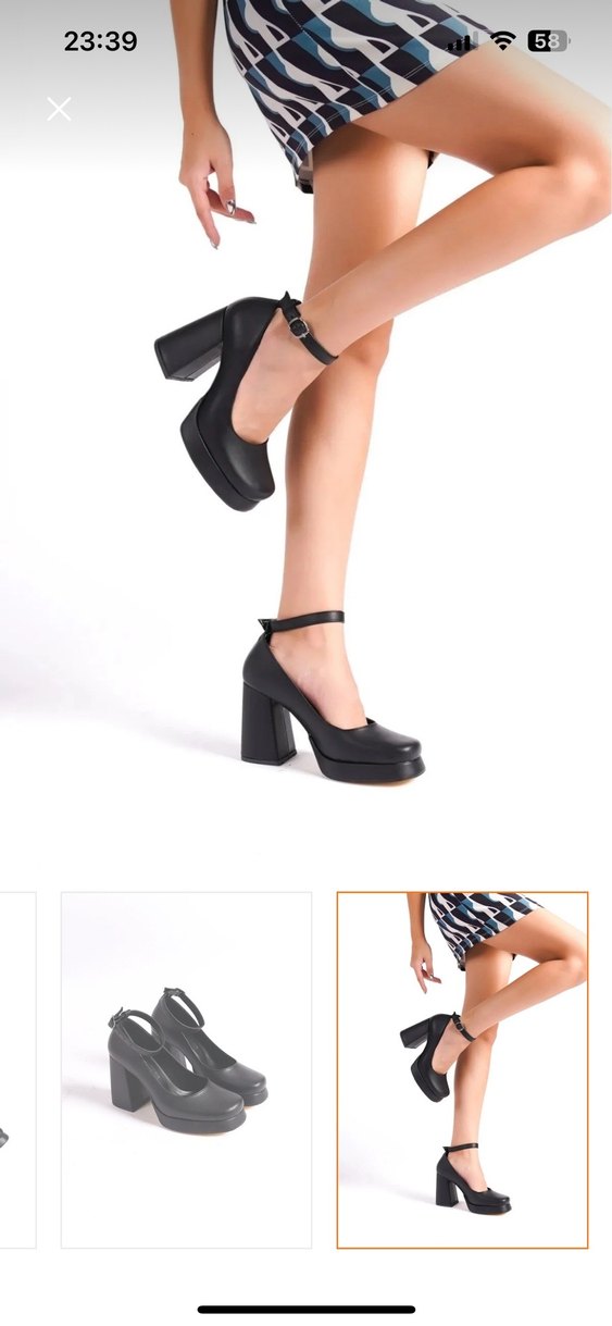 Siyah Topuklu Kadın Platform Ayakkabı - Görsel 2