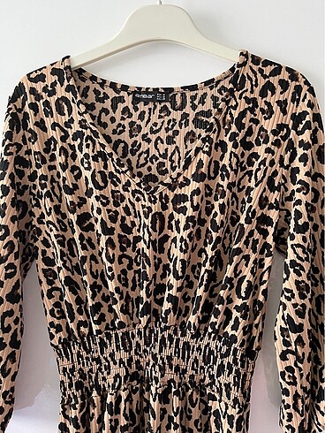 m Beden Leopar elbise