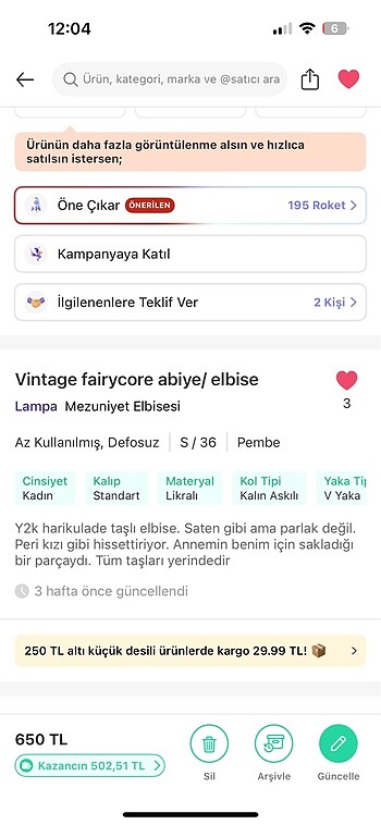 Vintage 90?s elbise abiye - Görsel 5