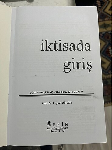  Beden Zeynel DİNLER - İKTİSADA GİRİŞ