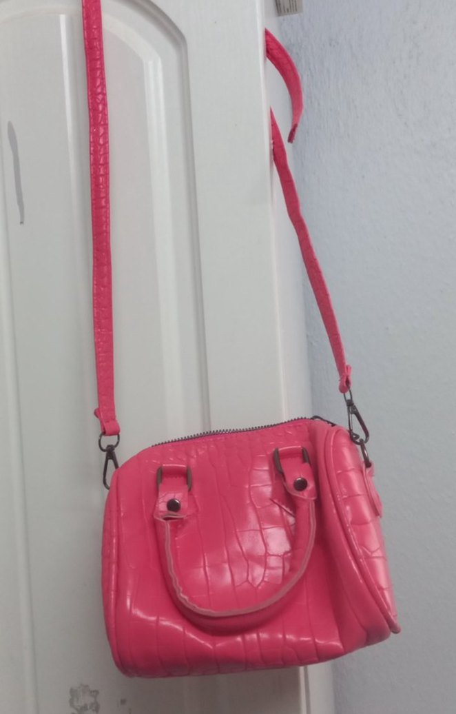 Pembe Deri Yılan Desenli Kadın Çanta - Görsel 3