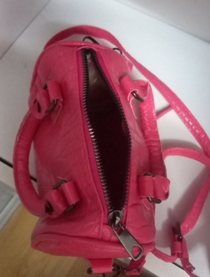 Pembe Deri Yılan Desenli Kadın Çanta - Görsel 2