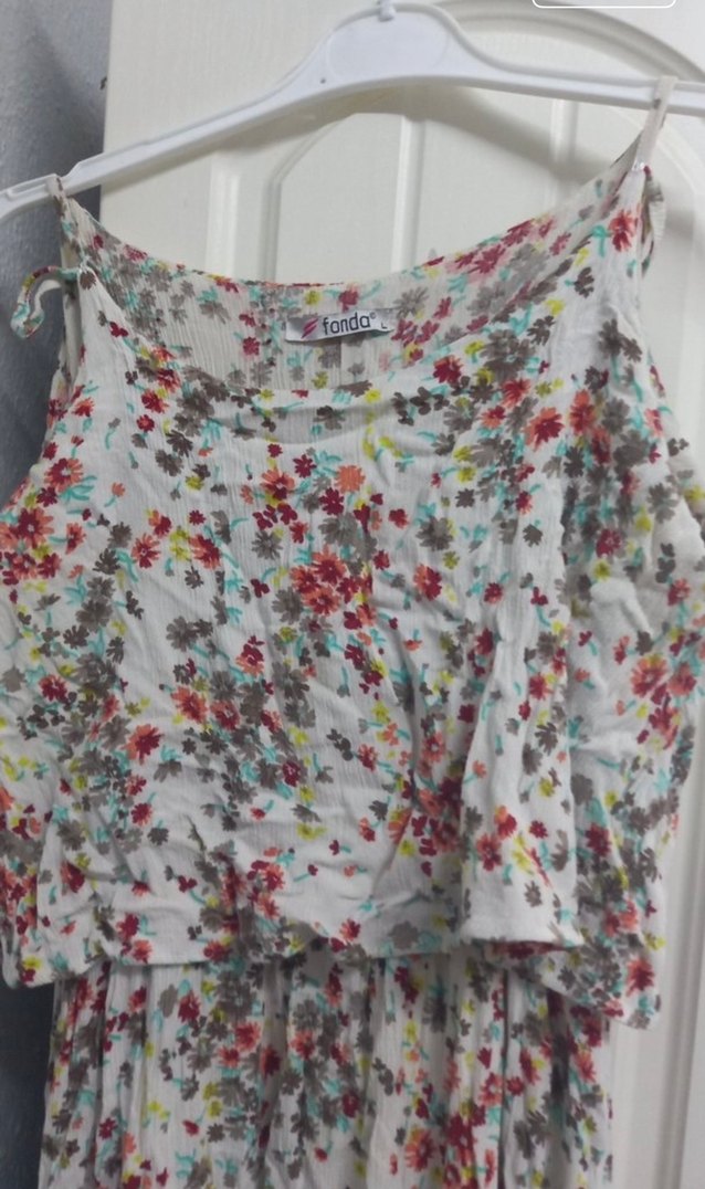 Çiçek Desenli Uzun Bohem Elbise - Görsel 2