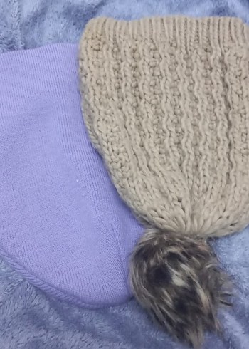 Bej Ponponlu Kadın Örgü Bere - Görsel 2