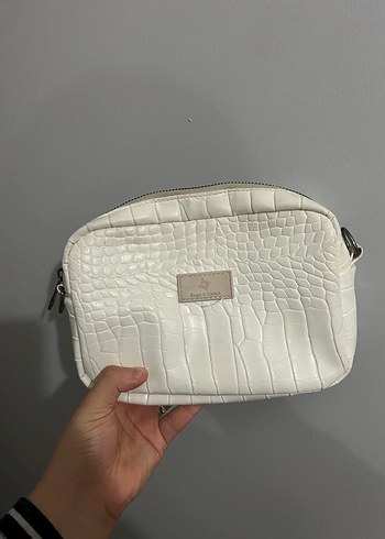 Beyaz Deri Yılan Desenli Kadın Çanta - Görsel 2