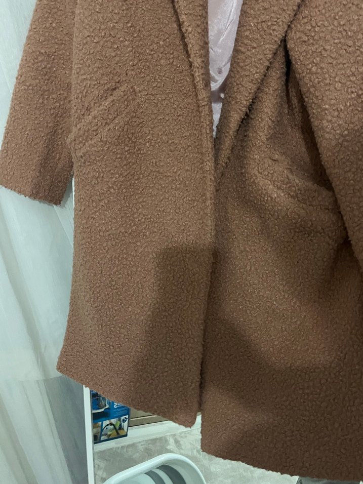 Kahverengi Peluş Kadın Midi Kaban - Görsel 2