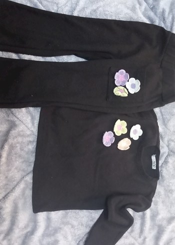 Düğmeli Siyah Kız Eşofman Takımı - Görsel 2