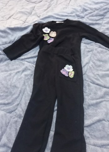 Düğmeli Siyah Kız Eşofman Takımı - Görsel 4