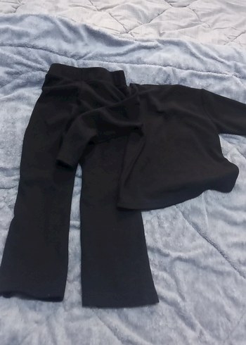 Düğmeli Siyah Kız Eşofman Takımı - Görsel 3