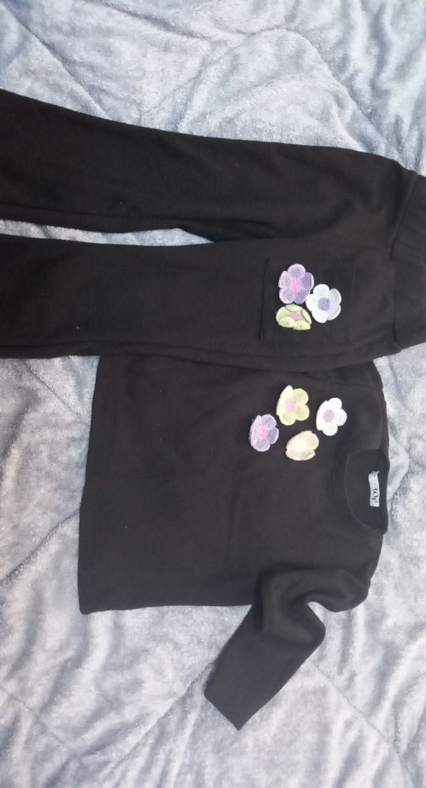 Düğmeli Siyah Kız Eşofman Takımı - Görsel 2