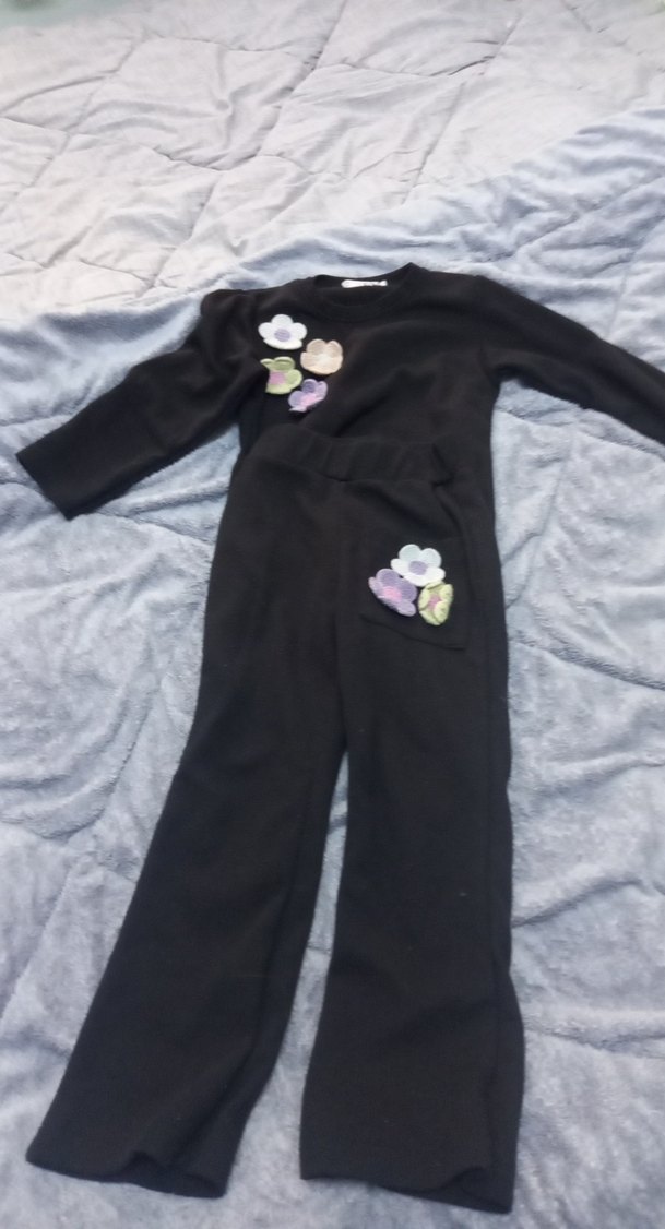 Düğmeli Siyah Kız Eşofman Takımı - Görsel 4