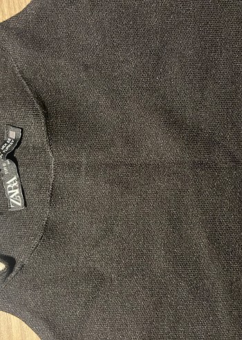 Zara Beyaz Mini Kolsuz Yüksek Yakalı Triko Elbise - Görsel 3