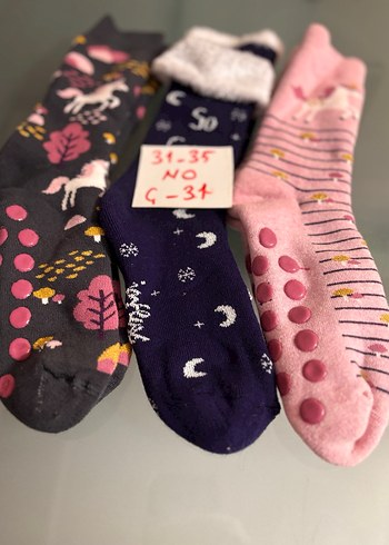 Marks & Spencer Kız Çocuk Desenli Polar Çorap Seti 3'lü