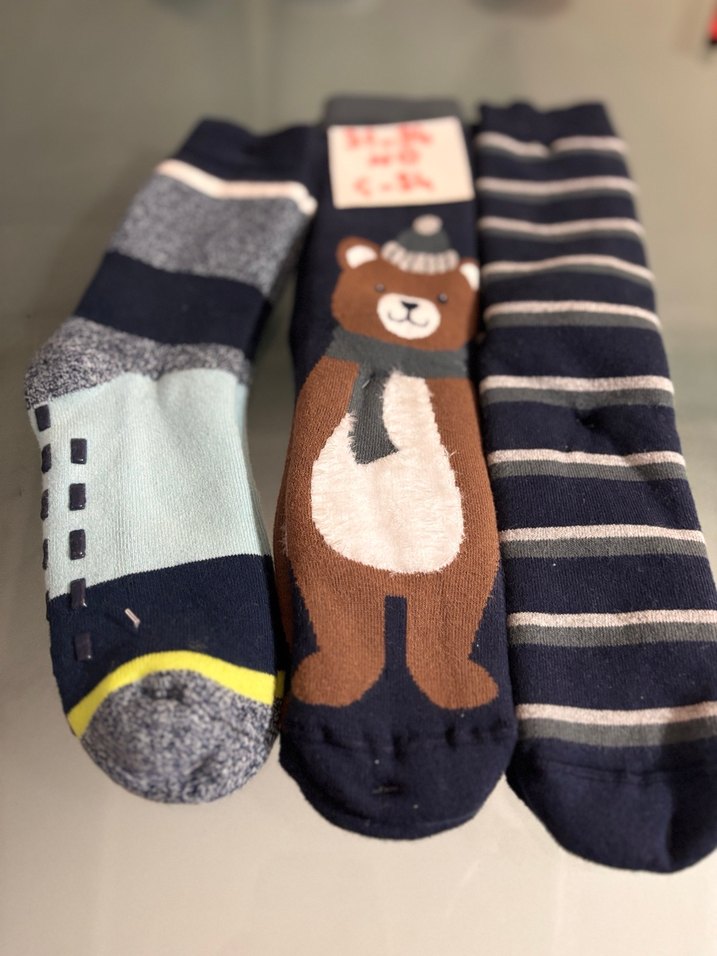 Çocuk Gri ve Lacivert Desenli Çoraplar - Görsel 2