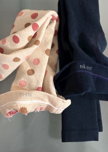 Kız Çocuk Lacivert ve Puantiyeli Tayt Seti - Görsel 2