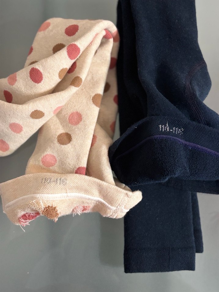 Kız Çocuk Lacivert ve Puantiyeli Tayt Seti - Görsel 2