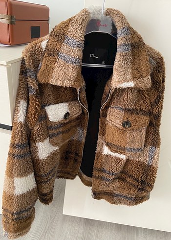 Kahverengi Peluş Kadın Ceket LTB - Görsel 5